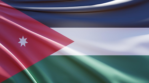 3d illustration du drapeau de la jordanie sur tissu ondulé