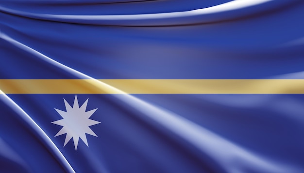 3d illustration du drapeau de nauru sur tissu ondulé