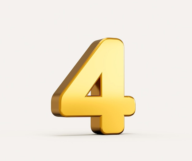 3d illustration du nombre d'or 4 ou quatre isolé sur fond beige avec ombre