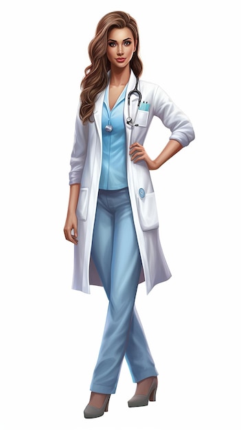 3d illustration de femme médecin sur fond blanc ai générative