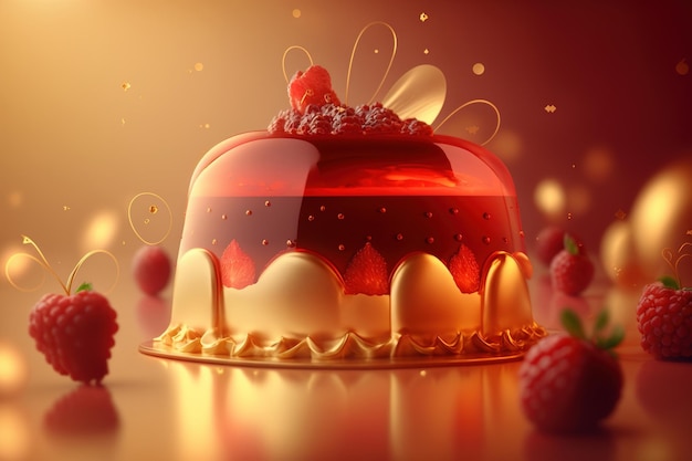 3d illustration fraise et gelée de fraise.