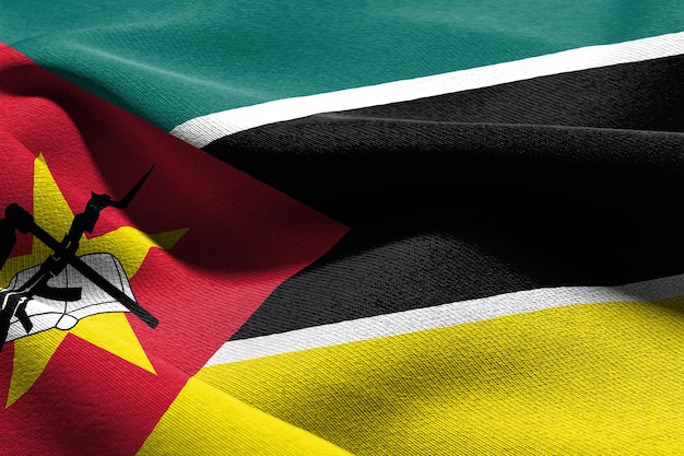 3D illustration libre drapeau du Mozambique