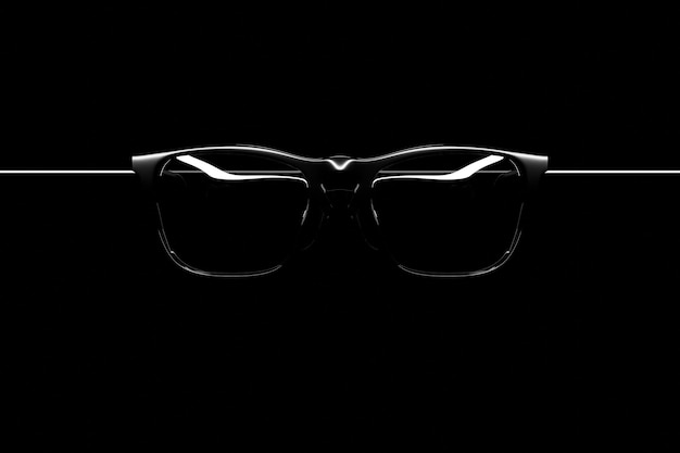 Photo 3d illustration de lunettes de soleil hipster noir sur fond isolé
