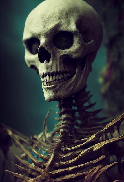 3d illustration de monstre squelette effrayant halloween