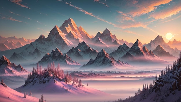 3d illustration paysage de montagne