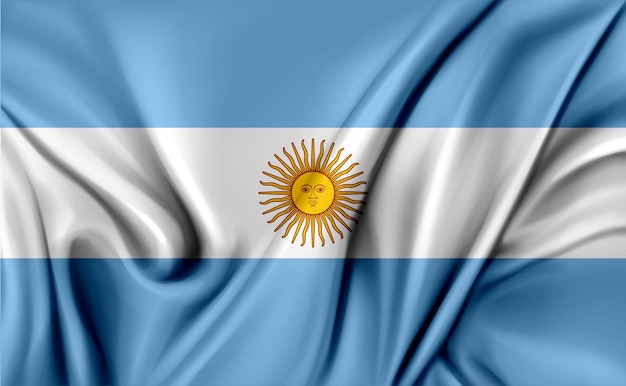 Photo 3d illustration de la texture agitant le drapeau argentin