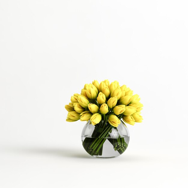 3d illustration de vase à fleurs décoratives à l'intérieur isolé sur fond blanc