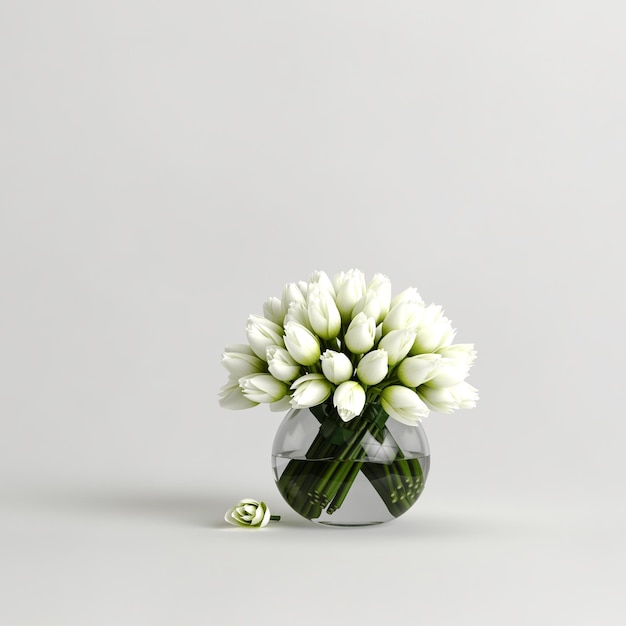 3d illustration de vase à fleurs décoratives à l'intérieur isolé sur fond blanc