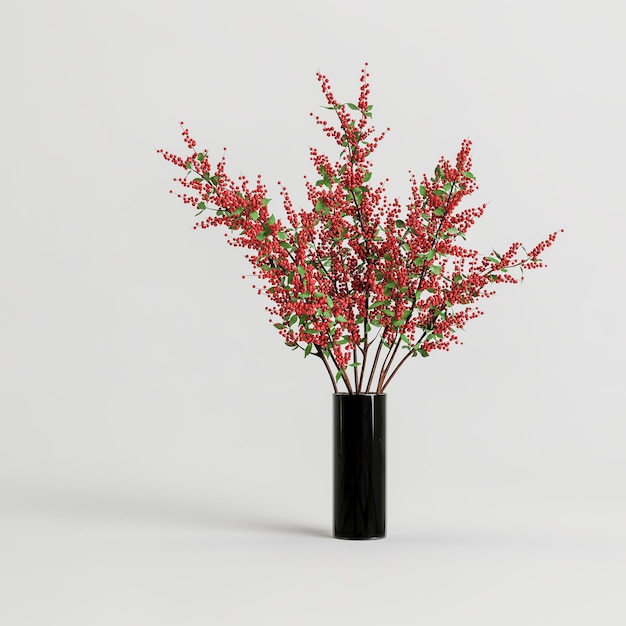 3d illustration de vase fleurs isolé sur fond blanc