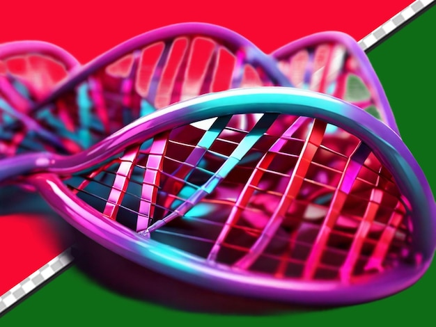 Photo 3d isolated illustration of dna with neo background