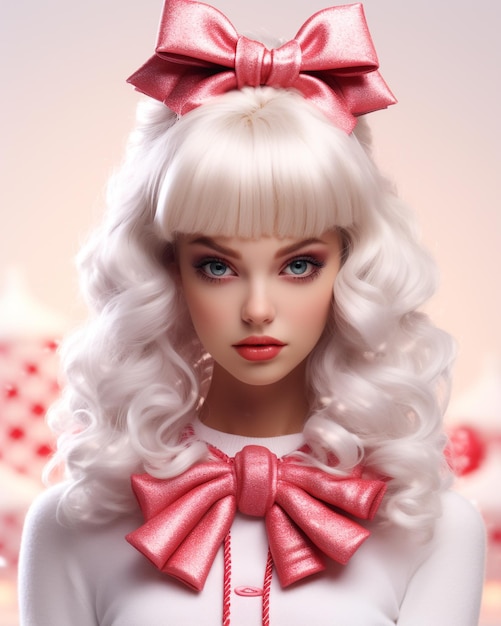 3d jolie fille barbie aux cheveux blancs