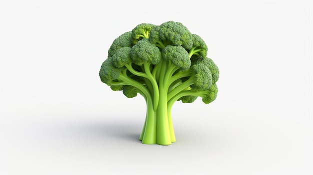 3d mignon brocoli pixar simple fond blanc ai générative