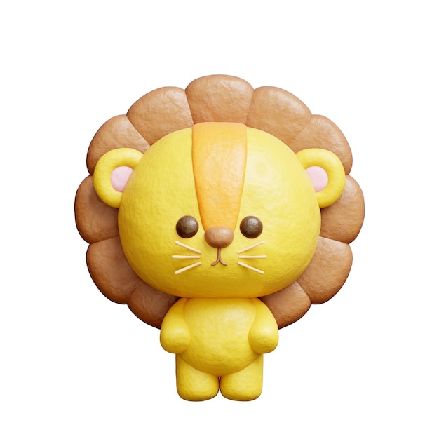 Photo 3d mignon lion debout personnage d'animal de dessin animé rendu 3d