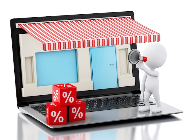 3d ordinateur portable magasin, e-commerce.