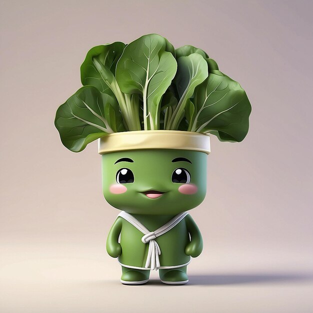 3d personnage de brocoli mignon