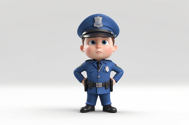 3d petites personnes policier dans une pose interdite image 3d fond blanc isolé