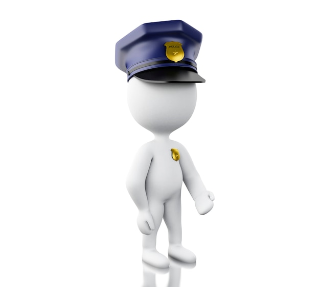 3d policier avec chapeau et badge.