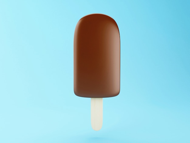 3d popsicle sur un fond bleu clair.