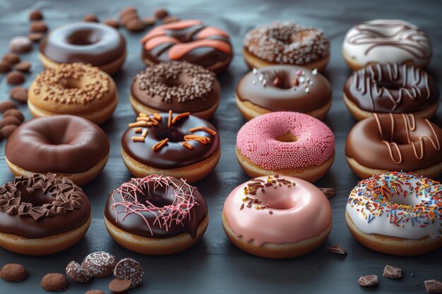 3D réaliste moderne de la confiserie gâteaux de chocolat cupcakes beignets