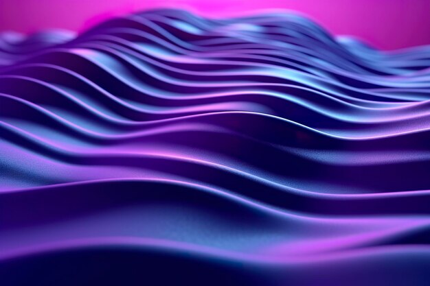 La 3D rend les vagues technologiques avec des couleurs violettes et vibrantes AI Generative