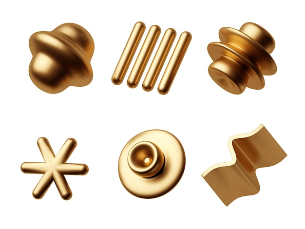 3d rendent des formes géométriques abstraites et des objets variés