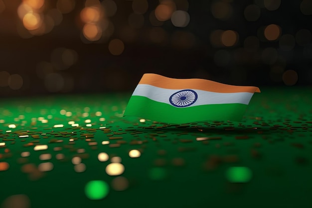 3D Render Minimalist India flag bokeh background avec symbole minimaliste Generative AI