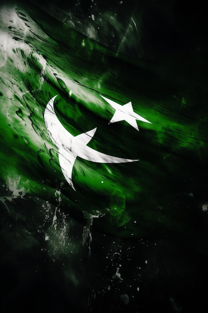Photo 3d render minimalist pakistan flag bokeh background avec symbole islamique generative ai