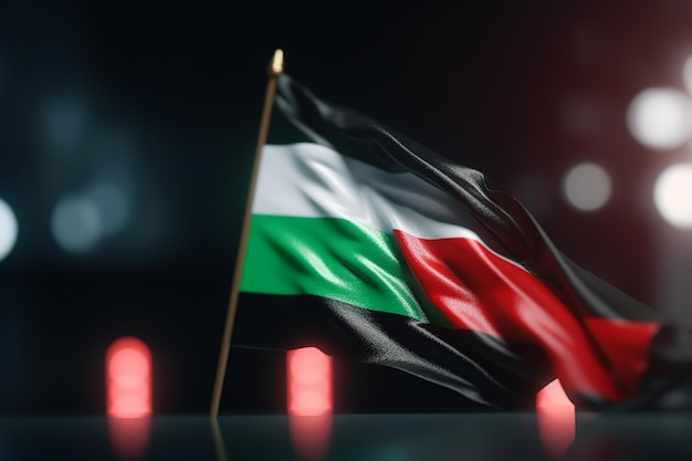 3D Render Minimalist United Arab Emirates flag bokeh background avec symbole minimaliste Generative AI