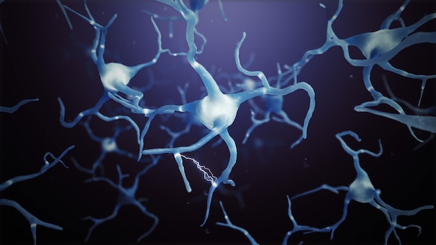 3d render neurone cellules connexions monde abstrait