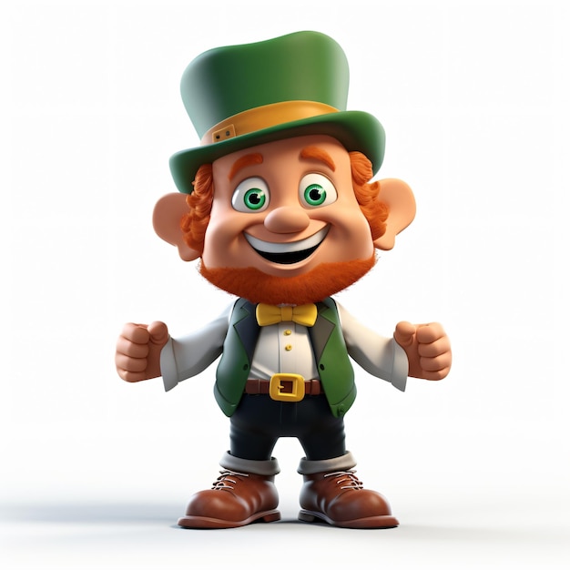 3d render personnage de dessin animé leprechaun AI générative isolée