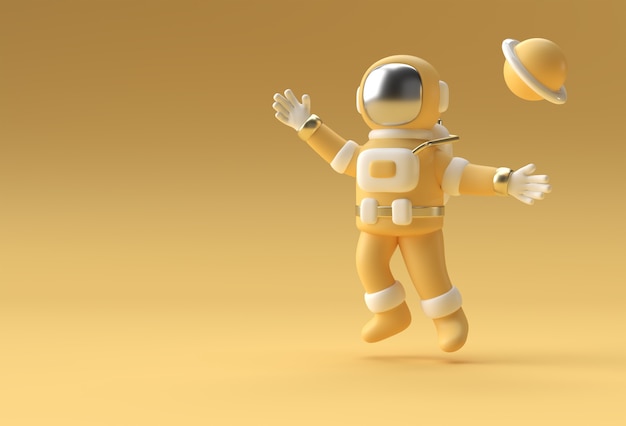 3D Render Spaceman Astronaut Jumping 3d illustration Design.