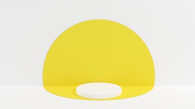 3D rendu abstrait forme blanche et jaune podium plateformes parfaites pour montrer vos produits de beauté sur fond blanc