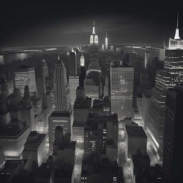 3d rendu d'une ville avec des gratte-ciel 3d rendu de la ville de New York la nuit