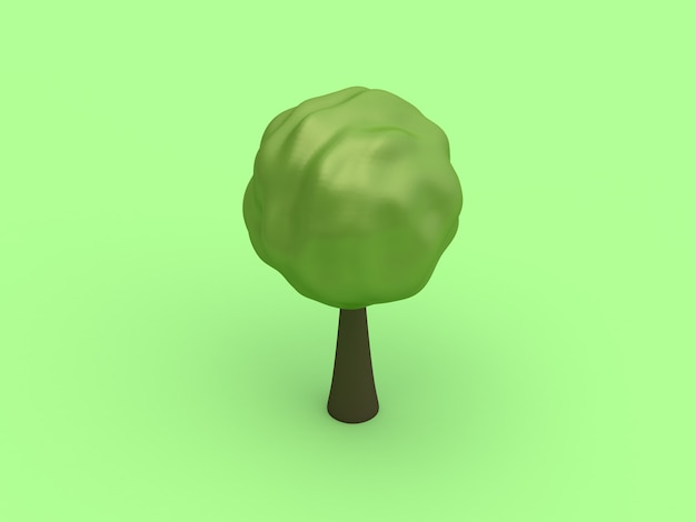 3d rond basse poly abstrait arbre minimal fond style de dessin animé de rendu 3d