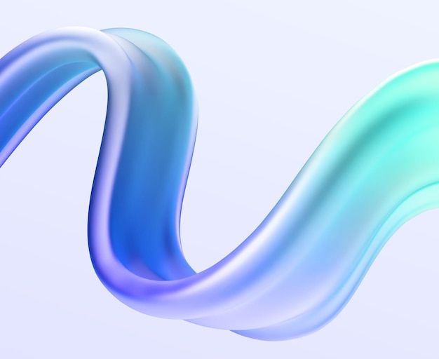 3d ruban holographique morphisme de verre ligne d'onde isolée sur fond abstrait rendre courbe iridescente forme liquide avec hologramme bleu vert gradient flux liquide d'eau en mouvement