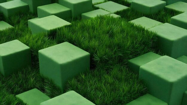 3d texture d'herbe abstraite cube vert à l'arrière-plan