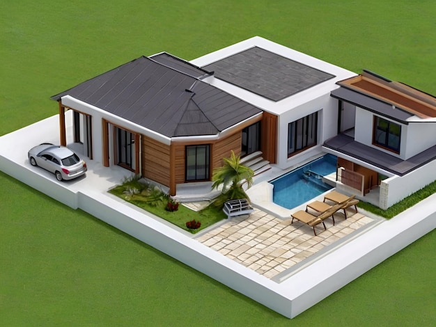 Photo 3d view of house model generative ai