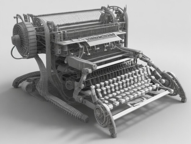 Photo 3d_wireframe_model_an_automatic_mechanical