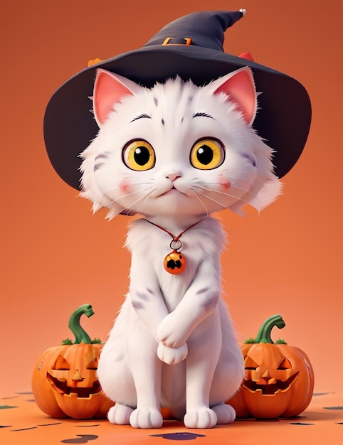 3DAnimationStyleKawaiiHalloweenblanccatindevantapum2v1