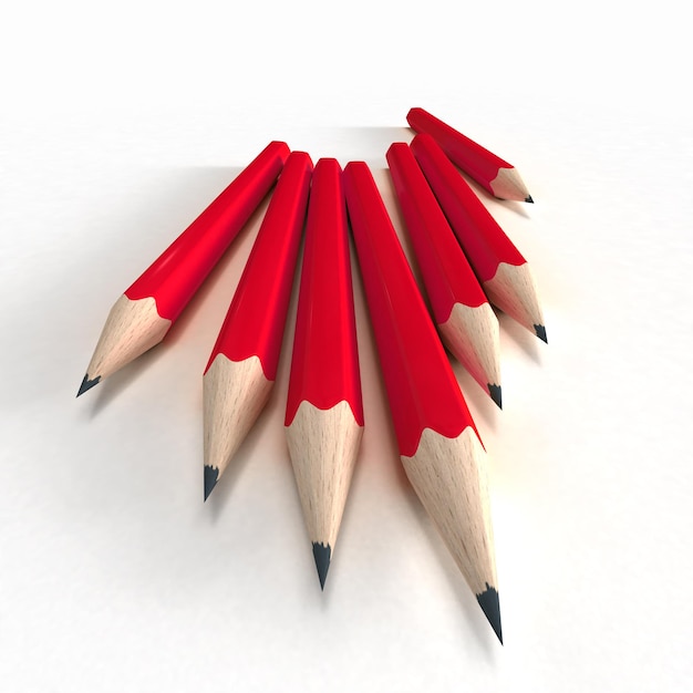 3Drendu de crayons rouges