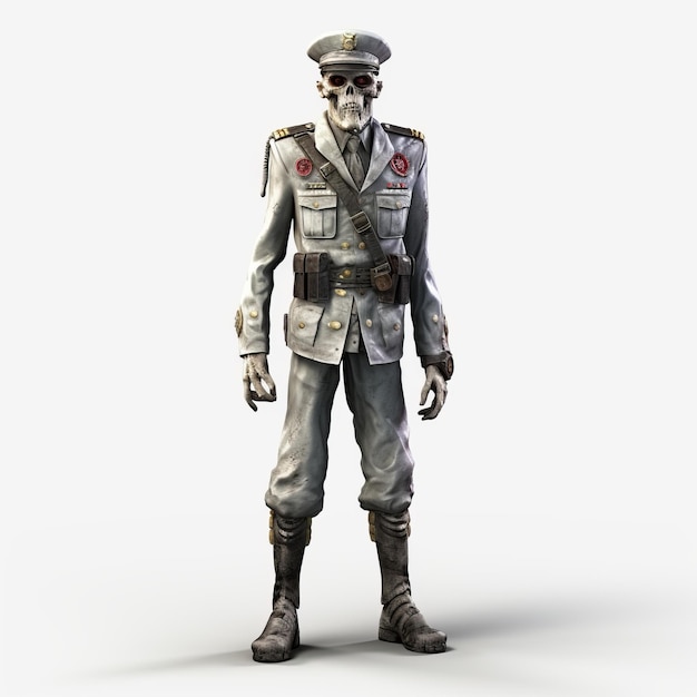 Photo le 3e lieutenant commandant zombie dans l'uniforme militaire dans le style henryk gotlib