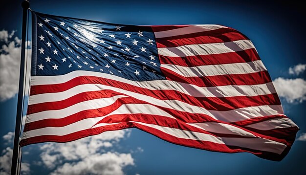 4 juillet fête de l'indépendance des états-unis avec drapeau agitant ai générative