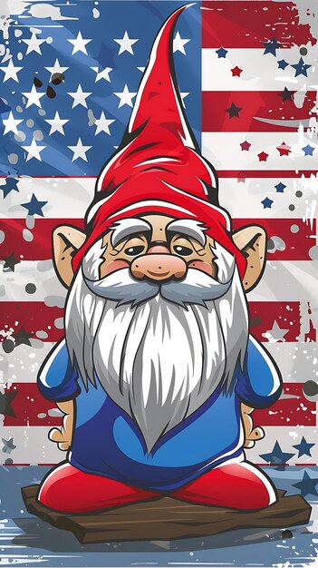 4 juillet Gnomes patriotiques Jour de l'indépendance Patterns mignons Gnomes feux d'artifice sans couture