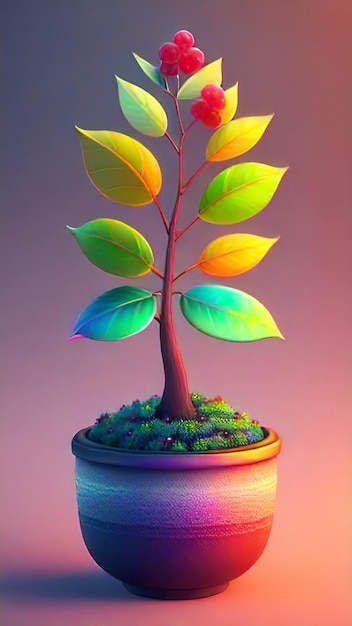 4k belle plante fictive dans un pot