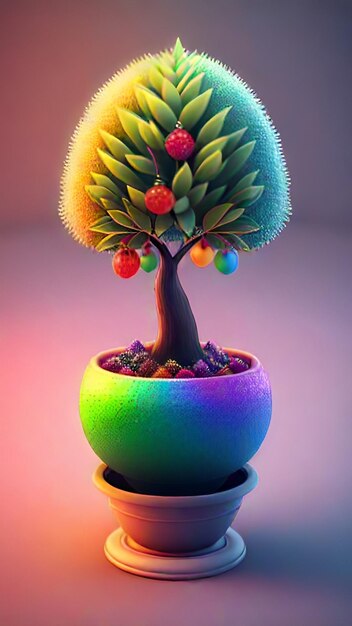 4k belle plante fictive dans un pot