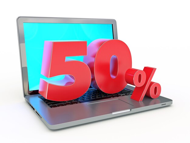 50 pour cent de réduction sur un ordinateur portable et des réductions sur Internet