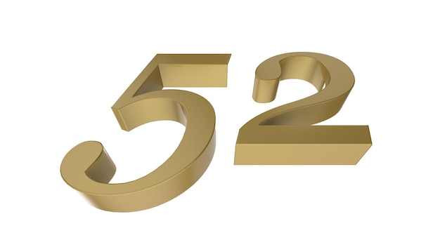 52 nombre d'or chiffre métal rendu 3d illustration