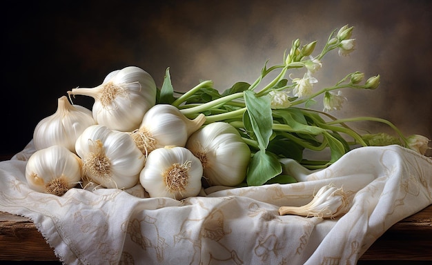 Photo 6 macros d'ail des légumes sains génératifs ai