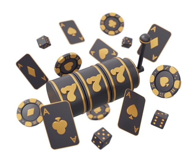 777 casino poker or rendu 3d illustration de jeu créative minimale