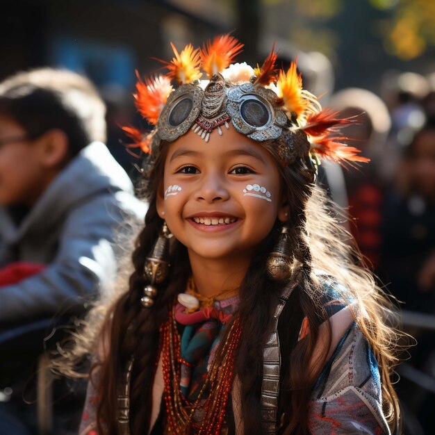 8 septembre 2022 Kathmandu Népal Un portrait souriant d'une jeune fille népalaise imitant une Kumari